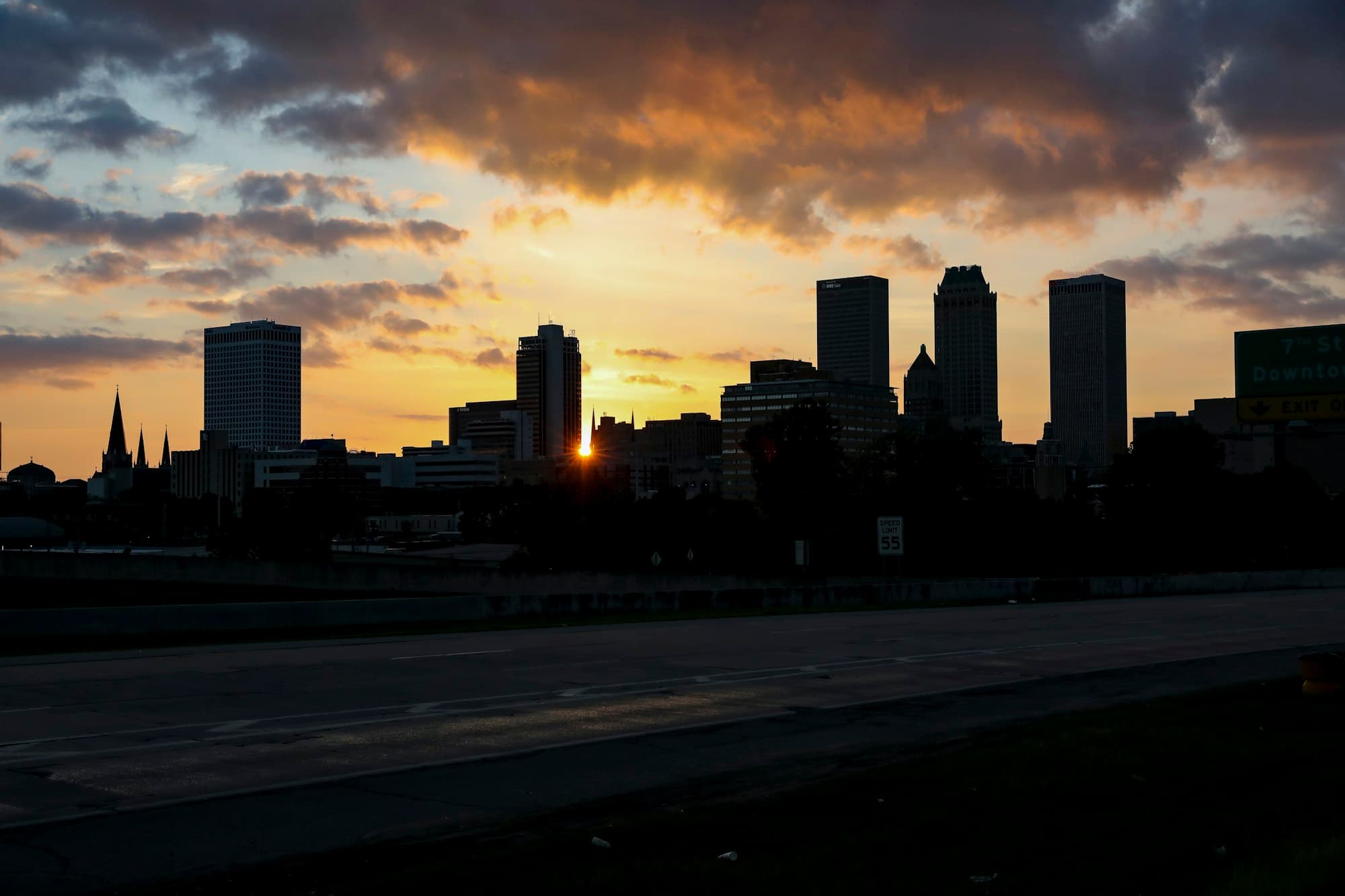 Tulsa skyline at sunset