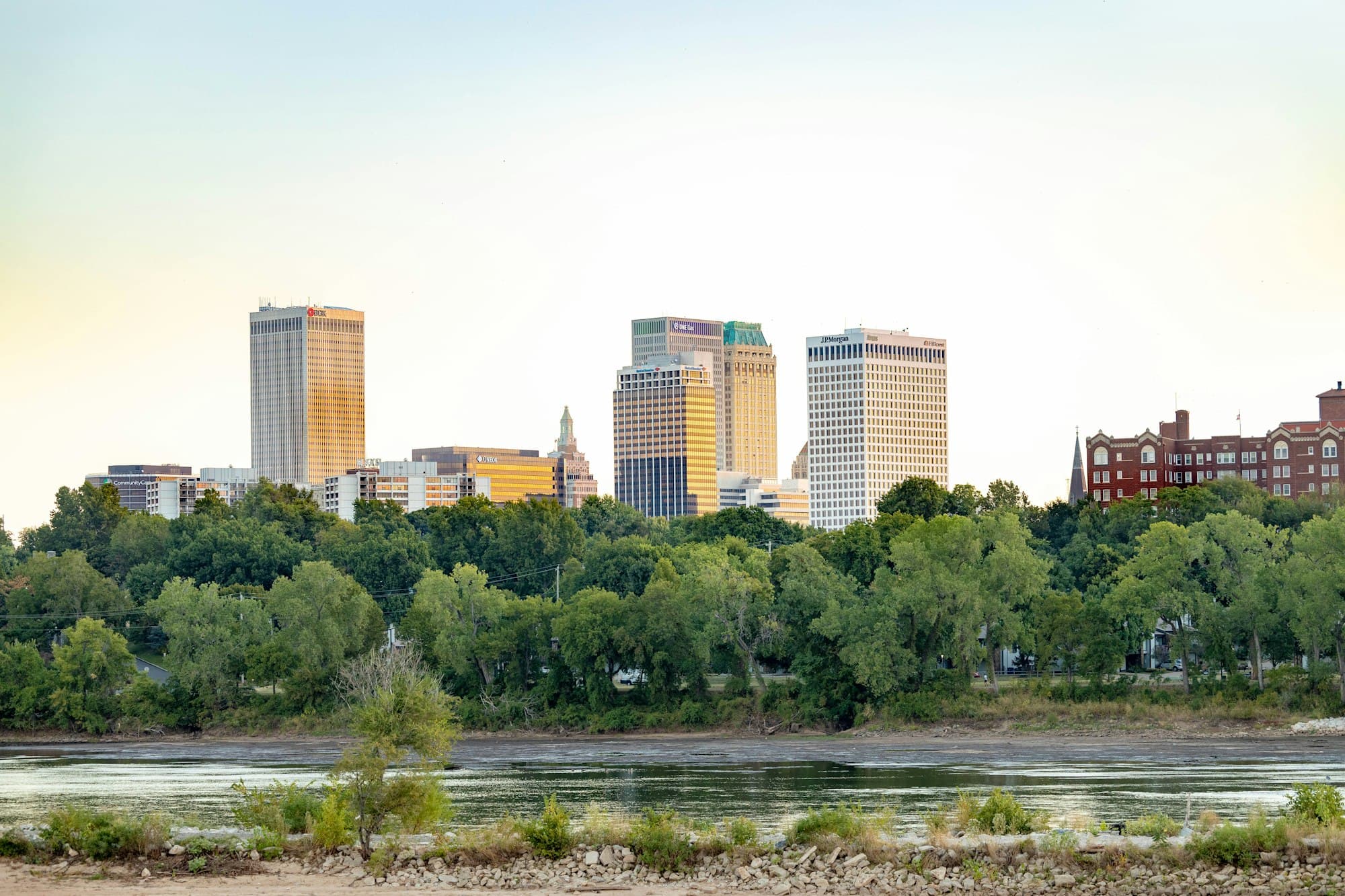 Tulsa skyline seen across the Arkansas River
